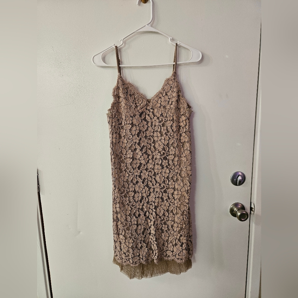 Cocodeal Taupe Lace Slip Dress